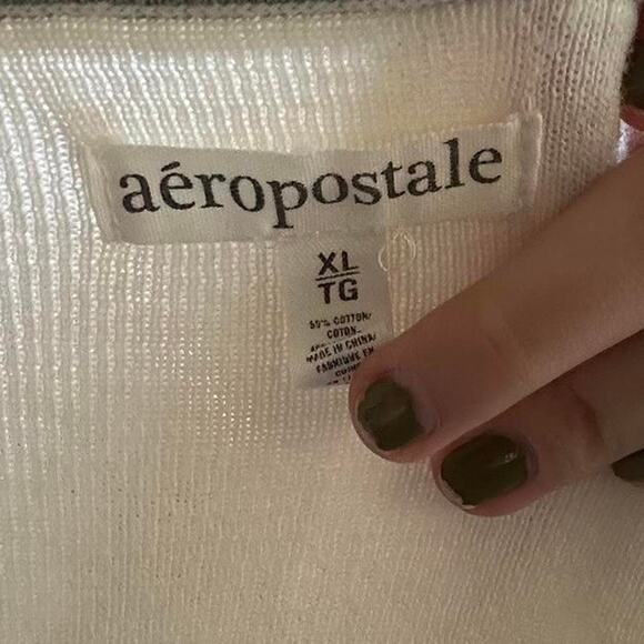 Aeropostale grey and white preppy cardigan - Picture 5 of 5
